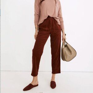 Madewell Tapered Huston Pull-On Crop Pants in Rusted Burgundy Corduroy- Size XXS